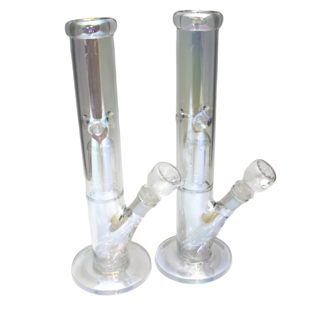 Flat bottom straight glass water pipe with percolator design for smooth filtration and stable smoking experience