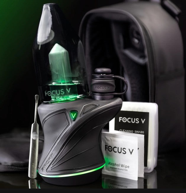 Focus V Saber Precision Heating Tool featuring electronic heat control, portable rechargeable design, and efficient concentrate transfer for a clean application experience.