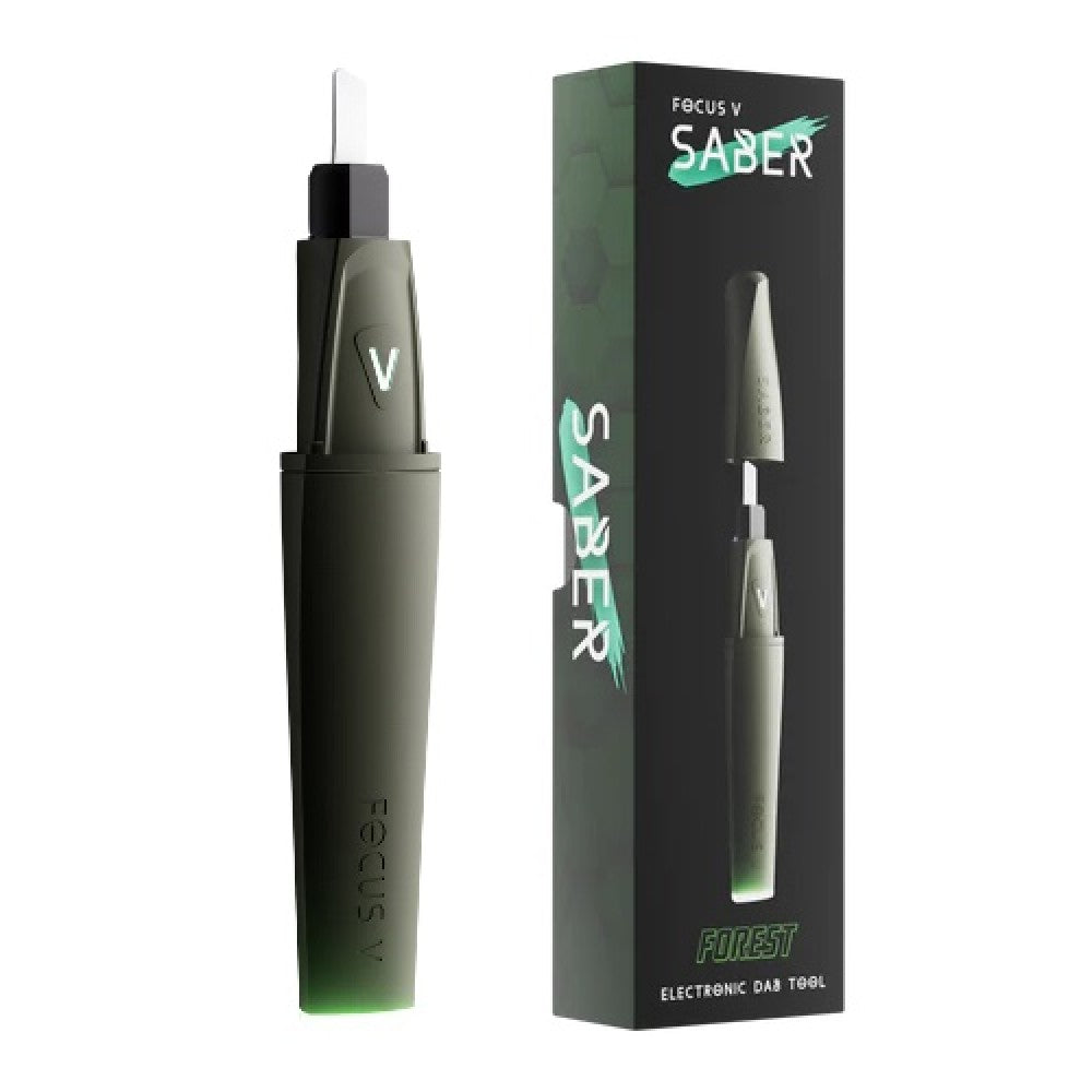 Focus V Saber Rechargeable Dab Tool featuring advanced heating technology, portable design, and precise concentrate application for a clean and efficient experience.