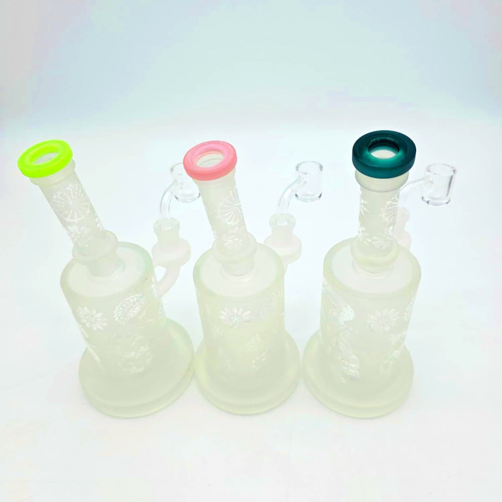 Frosted color shower head percolator water pipe glass bong designed for smooth filtration and clean hits.