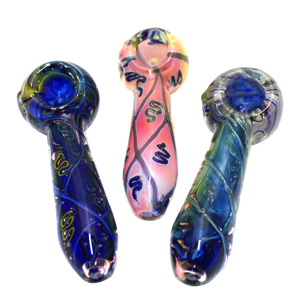 Full Bubble Art Heavy Duty Thick Glass Hand Pipe with Artistic Bubble Design and Durable Borosilicate Glass Construction**