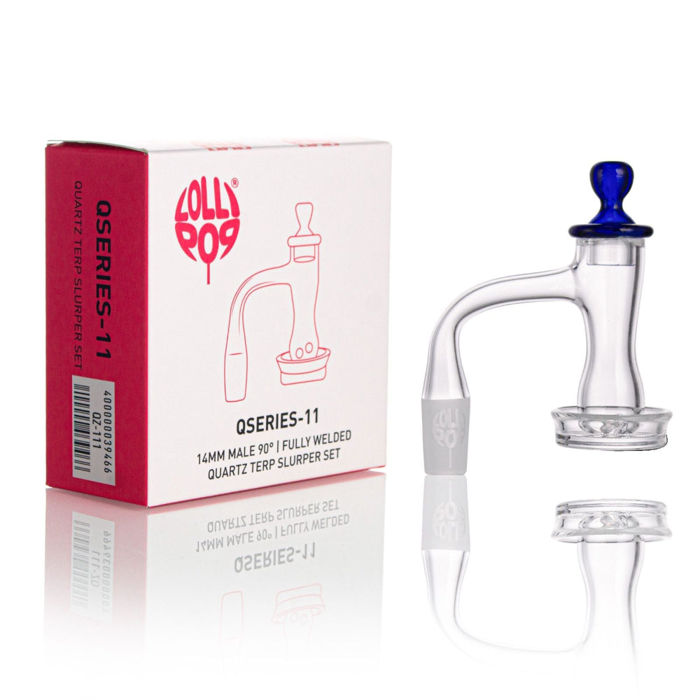 Fully welded quartz terp slurper banger set with 14mm 90-degree joint for smooth airflow and efficient heating.