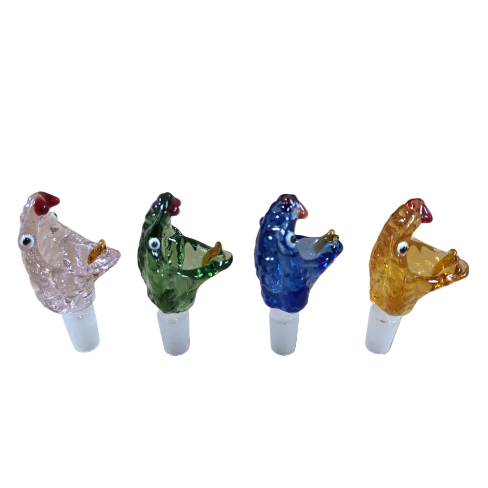 Cobra design glass bowl with 14mm male joint made for water pipes, offering heat resistance, durability, and easy use.