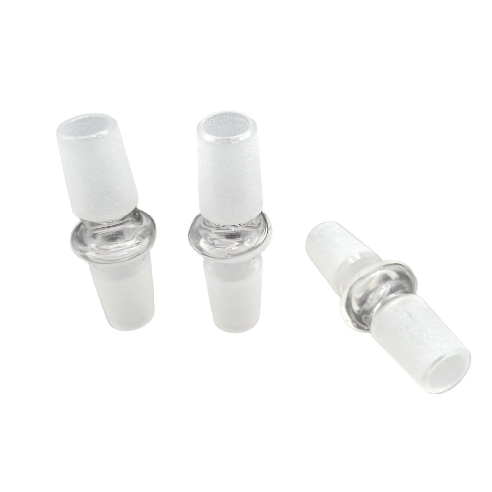 18mm male to 18mm male glass connectors, durable adapter designed for secure joint connection and smooth airflow in water pipe setups.