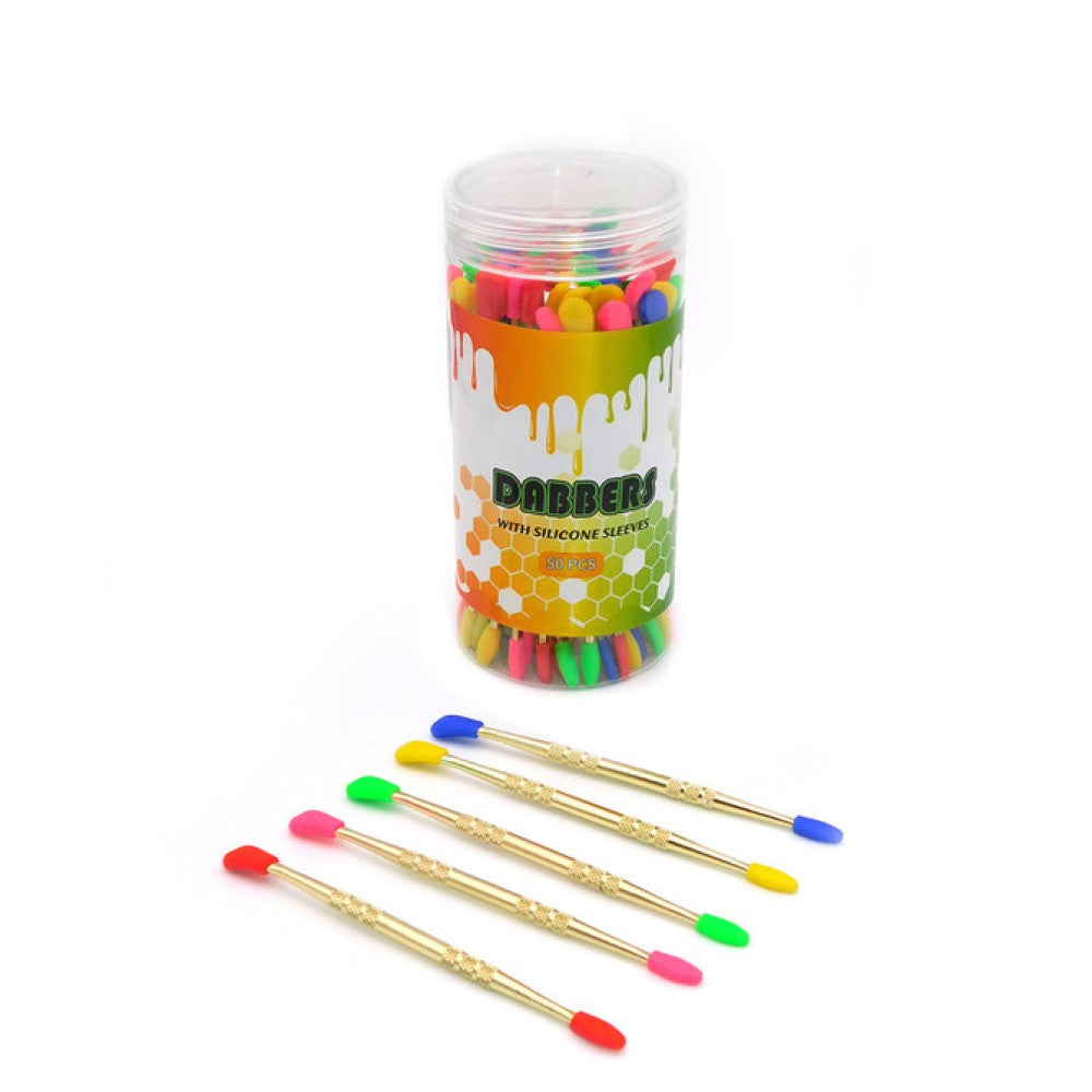 Gold color metal dabber with colored silicone tip durable heat resistant tool for handling concentrates with precision and control