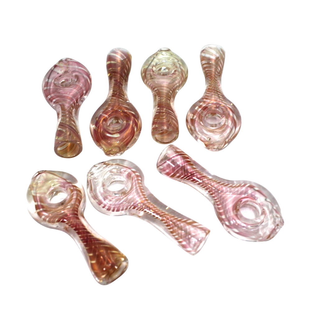 Gold Fumed Donut Design Chillum with handcrafted glass construction, artistic donut shape, and distinctive fumed finish.