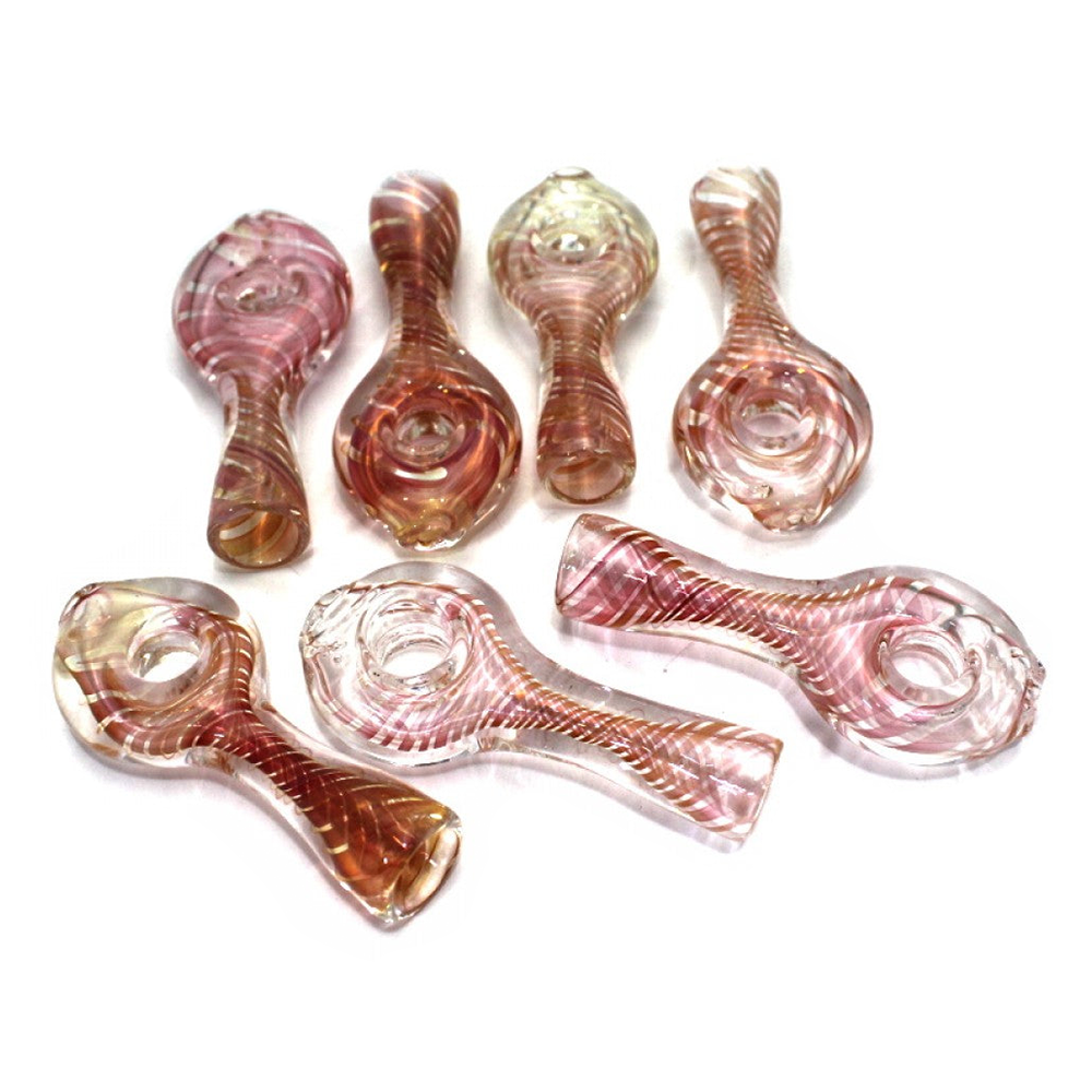 Gold Fumed Donut Design Chillum Artistic Glass Hand Pipe with Unique Donut Shape and Fumed Finish
