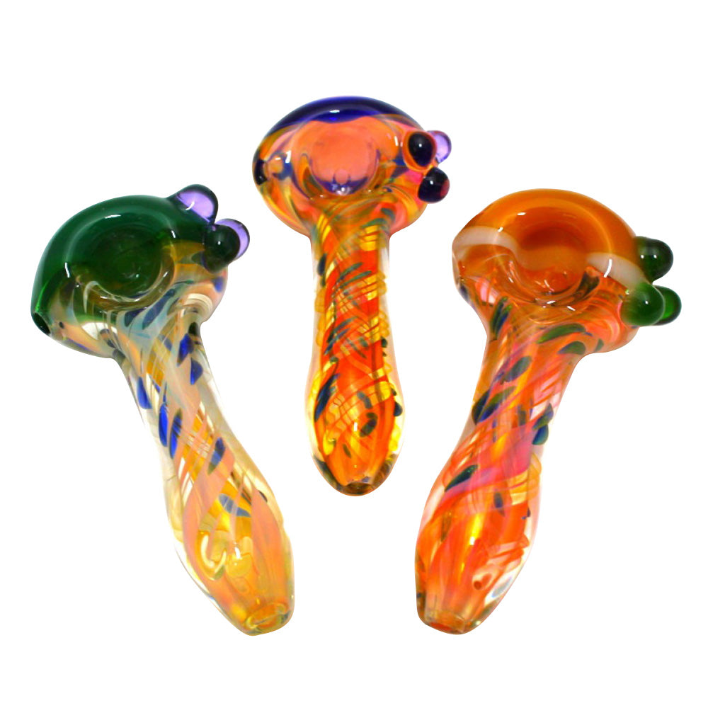 Gold Fumed Heavy Duty Multi Tube Color Glass Hand Pipe with durable glass construction, colorful tube accents, gold fumed finish, and smooth airflow