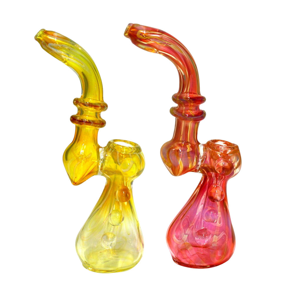 Gold Silver Fumed Heavy Duty Bubbler with thick glass construction, unique fumed finish, and handcrafted artistic detailing.