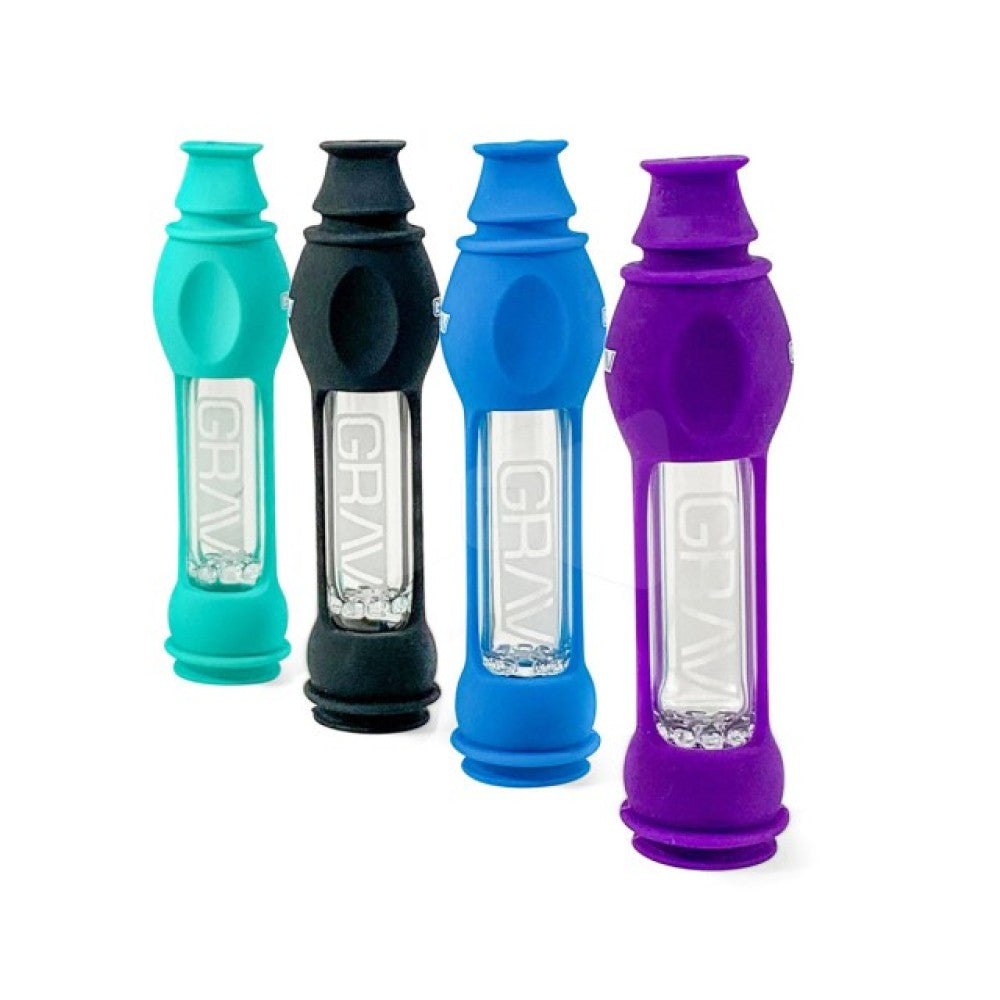 GRAV 4 Inch 16mm Octo-Taster with Silicone Skin Compact Glass Hand Pipe with Protective Silicone Cover and Durable Design