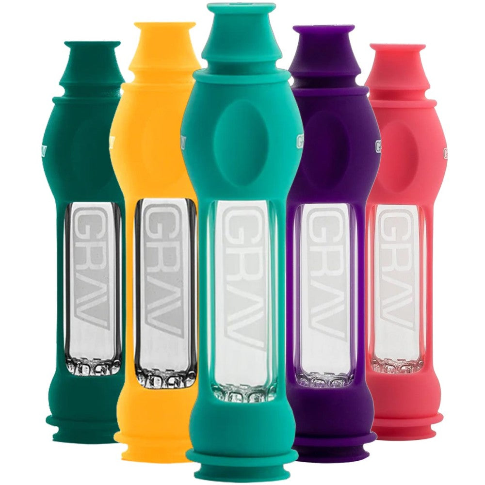 GRAV 4 inch 16mm Octo-Taster With Silicone Skin featuring durable glass construction, protective silicone cover, and compact modern design.