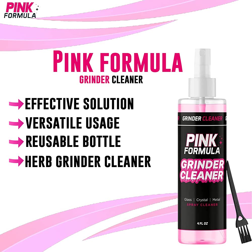 Pink Formula Grinder Cleaner heavy-duty solution for removing resin, dirt, and buildup from grinders, ensuring clean and smooth performance.