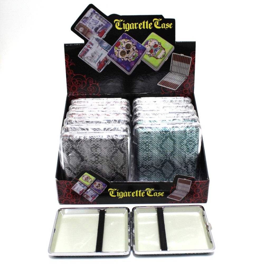 GS70424 cigarette case 12 count per box, durable metal storage holder with secure snap closure, compact and stylish design for safe cigarette carrying.