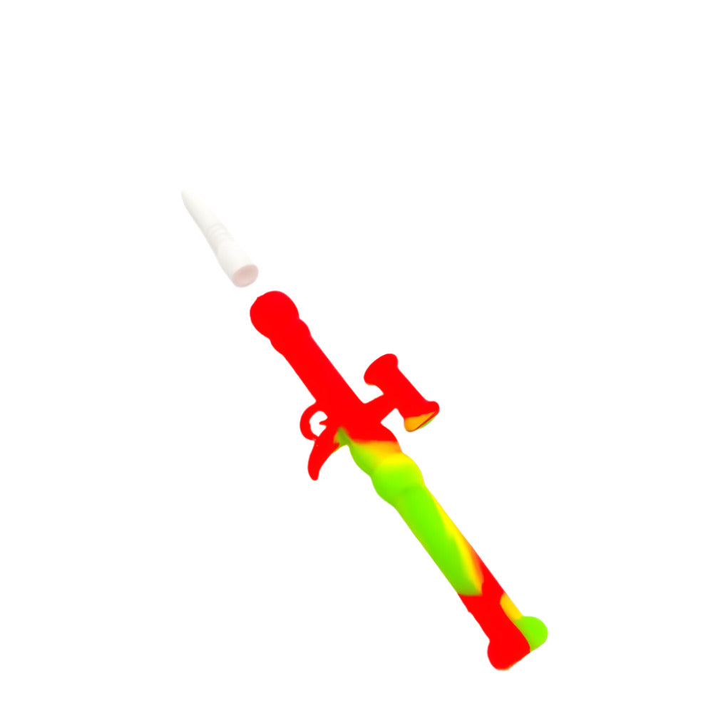 Skinny gun-shaped silicone NC kit featuring a 10mm ceramic tip with sturdy and portable construction for smooth use.