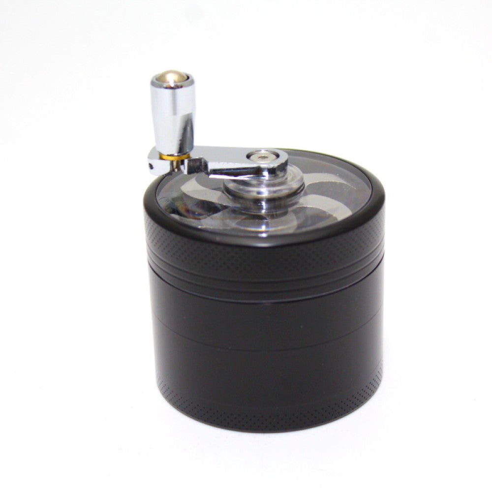 56mm 4-part metal handle grinder in solid color design with strong build, ergonomic grip, and efficient smooth grinding for herbs and spices.