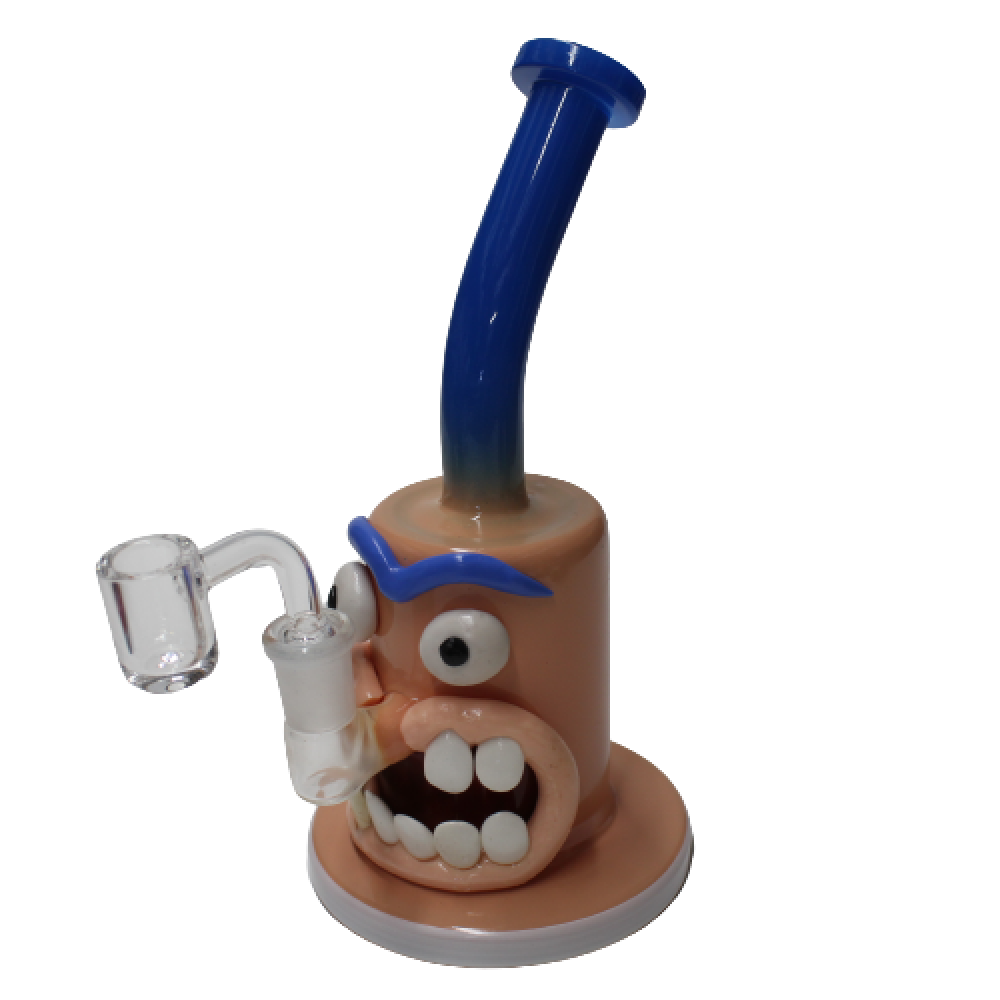 Handmade monster design art dab rig glass water pipe with 14mm male banger unique decorative smoking piece with smooth water filtration system
