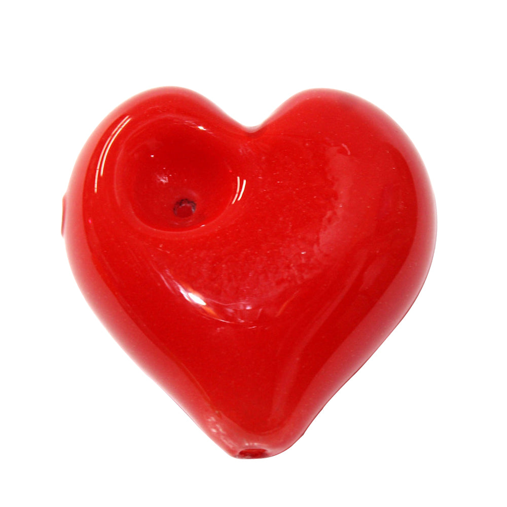 Heart shape fancy glass hand pipe, durable heat-resistant glass design with smooth airflow and compact portable smoking accessory.