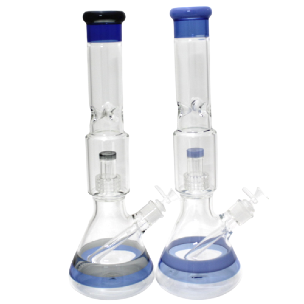 Heavy beaker base tube color shower head dome percolator water pipe glass on glass durable construction advanced filtration system smooth airflow premium glass design.