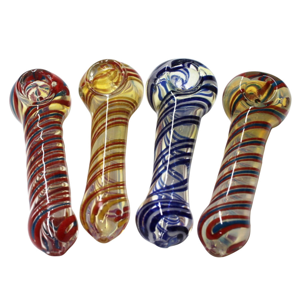 Swirl Color Heavy Duty Glass Hand Pipe with durable glass construction, vibrant swirl pattern design, and smooth airflow handcrafted finish
