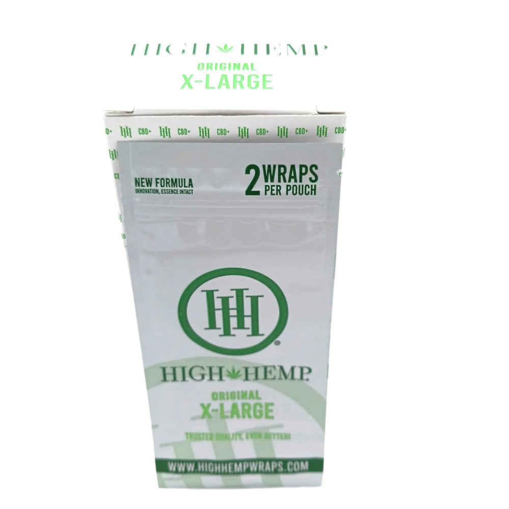 Hight Hemp Original X-Large wraps 15 pack with 2 wraps per pouch, made from natural hemp for slow burning, easy rolling, and a smooth smoking experience.