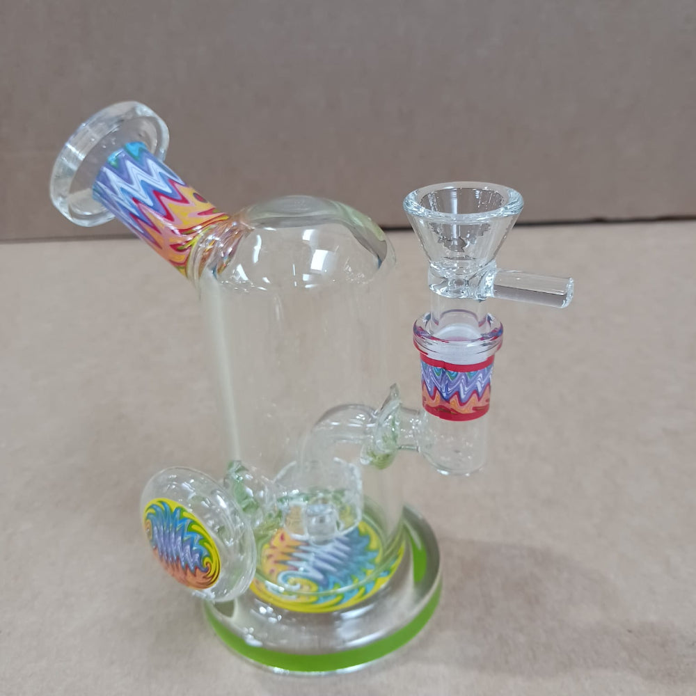 Holder side arm zigzag color glass water pipe featuring a unique zigzag structure, crafted for smooth airflow, durability, and reliable smoking performance.
