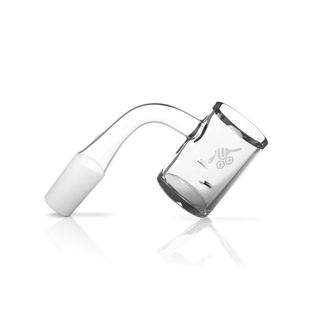 Honey Bee Whirlwind quartz banger 90 degree 14MM male made from durable quartz for smooth airflow and even heating.