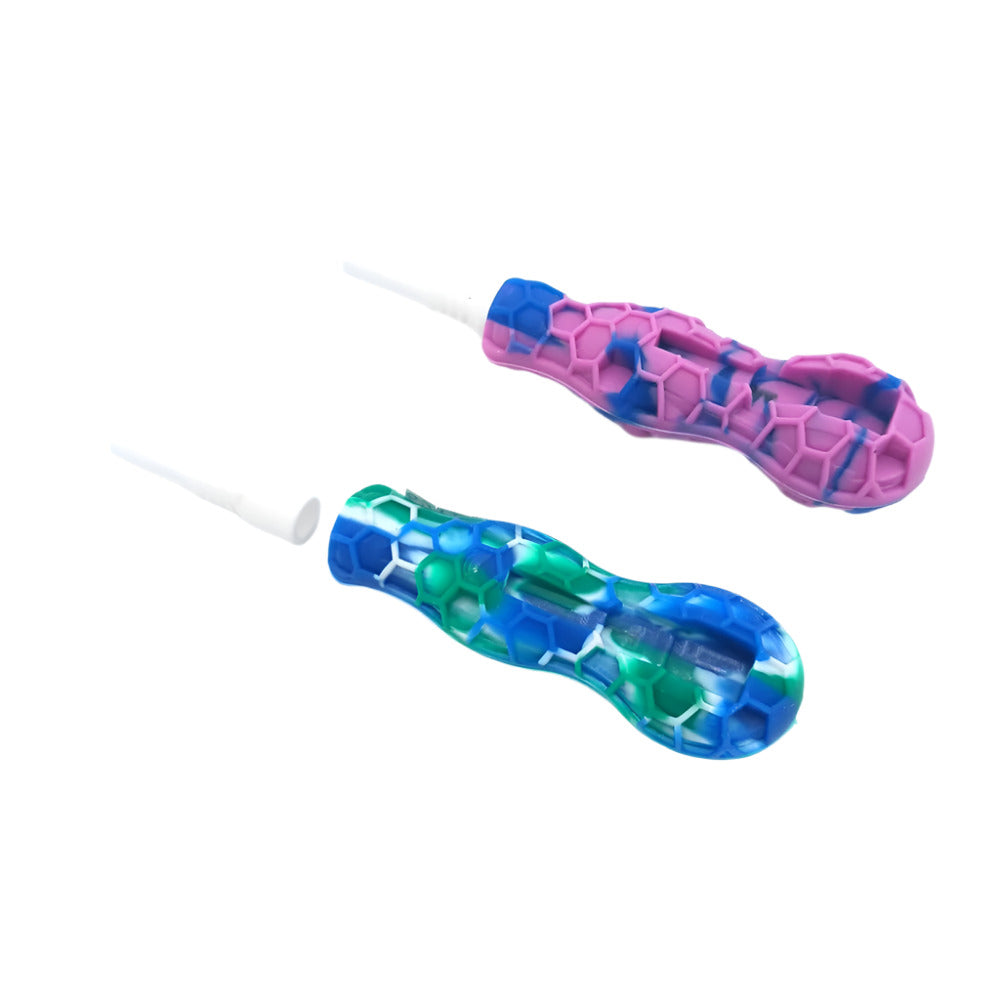 Honeycomb design silicone NC kit featuring a 10mm ceramic nail and sturdy heat-resistant construction.