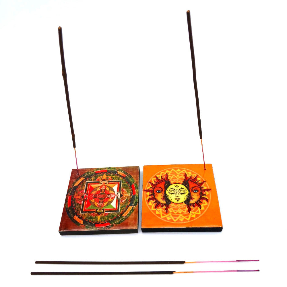 Incense holder with picture art design, built for safe incense burning and decorative purposes, adding a stylish and calming touch to any space.