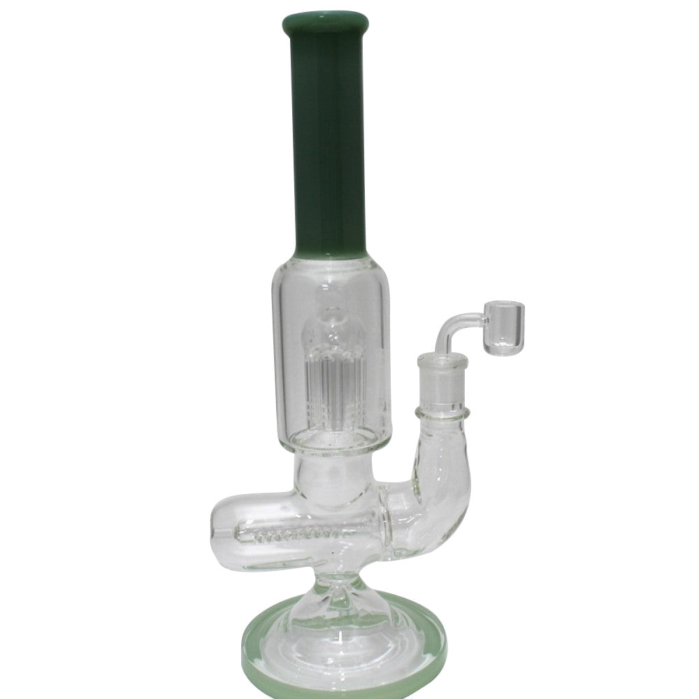 Inline Tree Percolator Color Tube Heavy Water Pipe with 18MM Male Banger featuring durable glass construction and advanced multi-stage filtration.