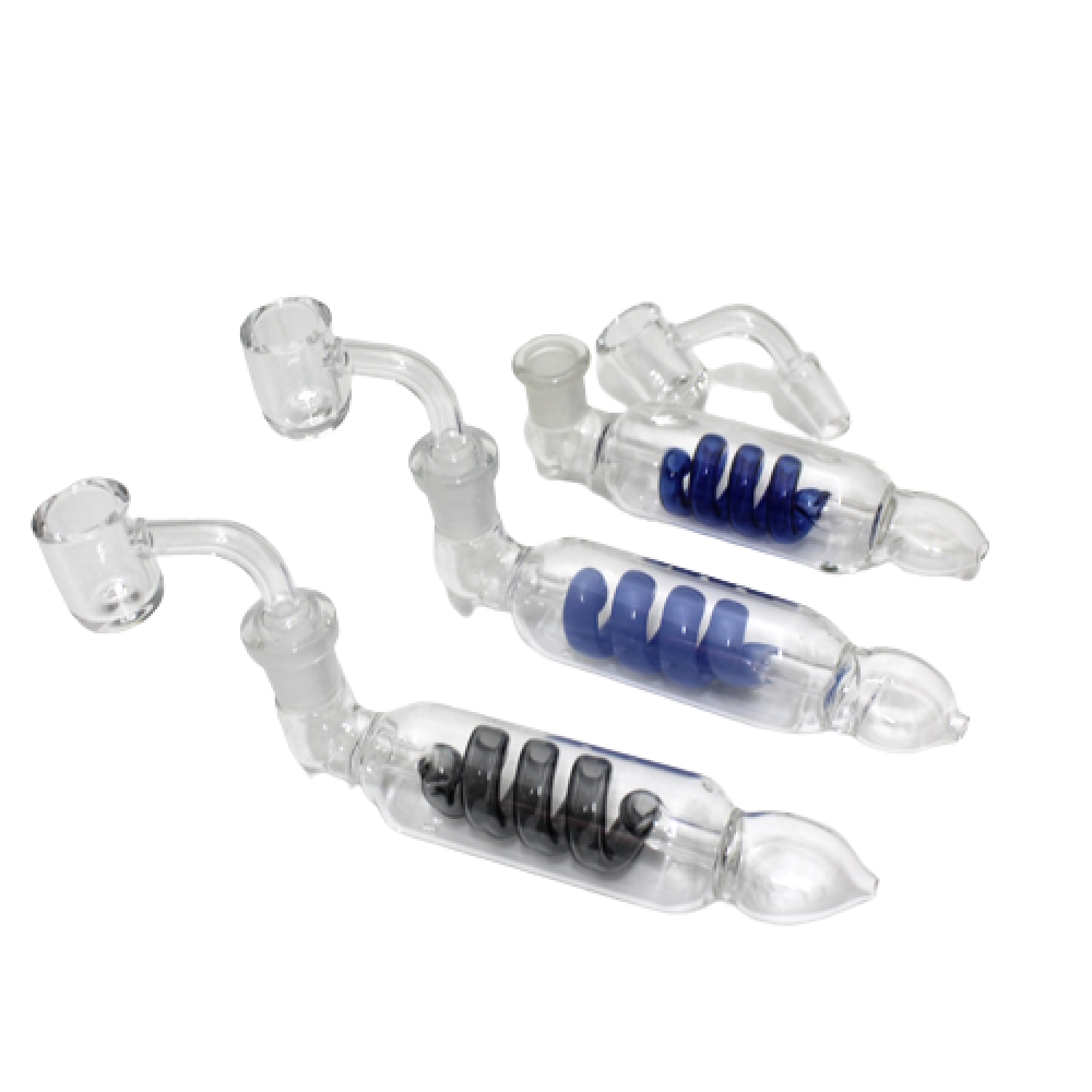 Inner coil handled dab set with 14mm male banger, premium glass design with ergonomic handle and smooth filtration performance.