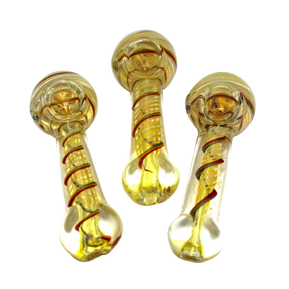 Inner Swirl Rasta Color Heavy Duty Thick Glass Hand Pipe with durable thick glass construction, vibrant Rasta swirl pattern, and smooth airflow design