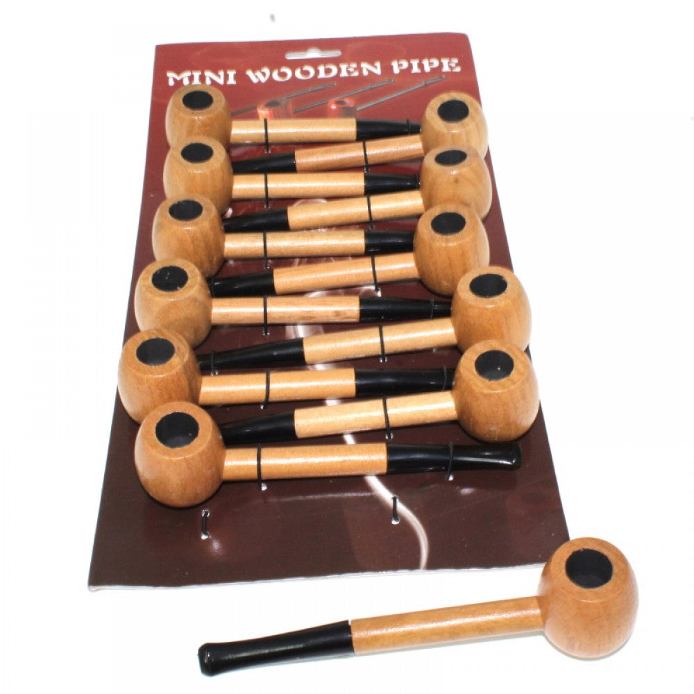 Items No 30385 Wood Pipe 12 Pcs Per Pack with natural wood construction, smooth finish, and classic wooden design.