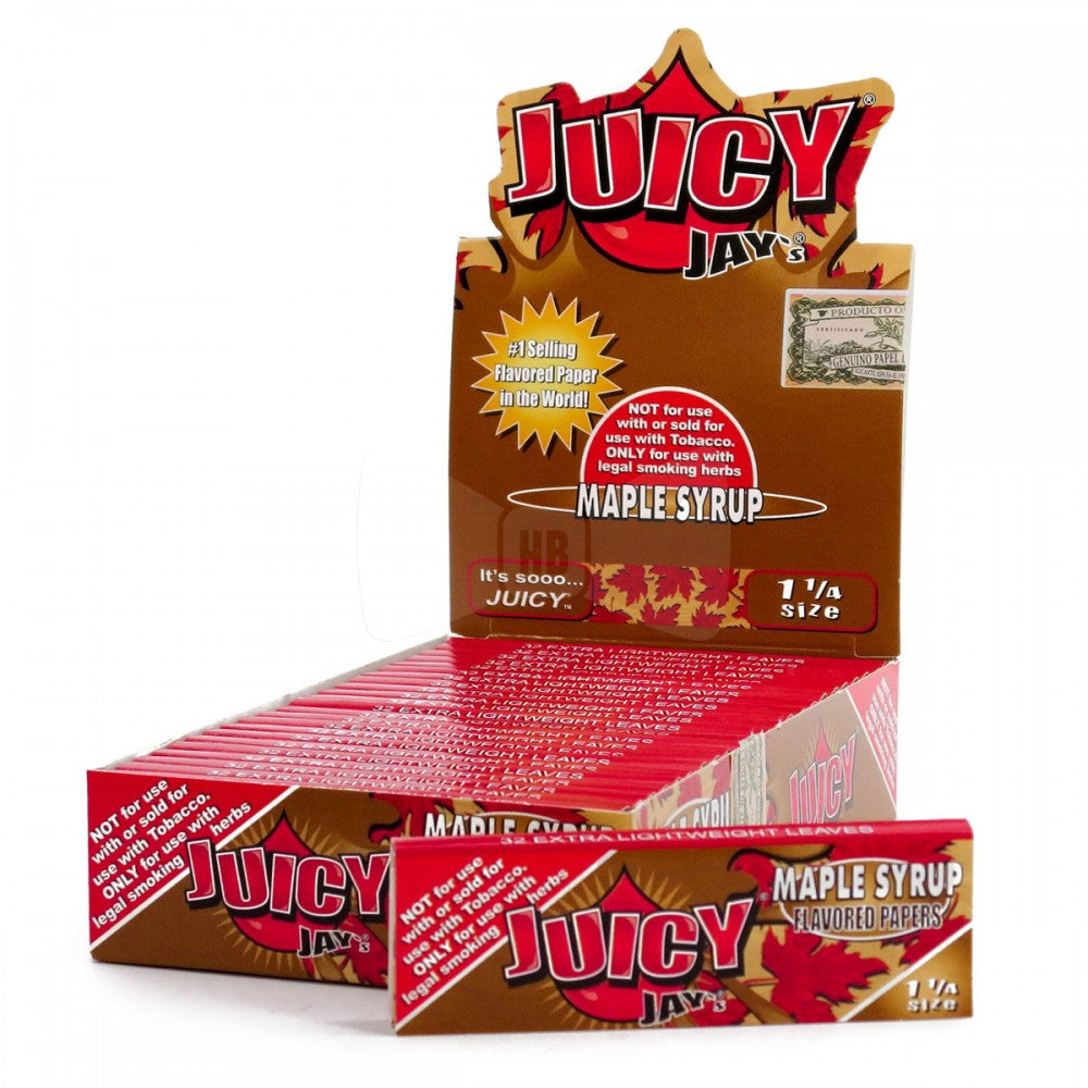 Juicy Jay’s flavored rolling papers 1 1/4 size, 24 pack box, premium printed papers designed for a smooth, even burn with enhanced flavored smoking experience.