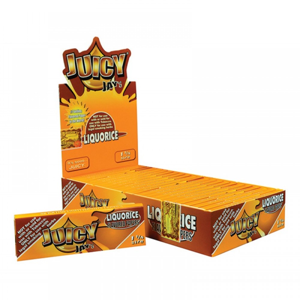 Juicy Jay’s flavored rolling papers 1 1/4 size, 24 per pack, printed premium papers designed for smooth, even burning and enhanced flavor experience.