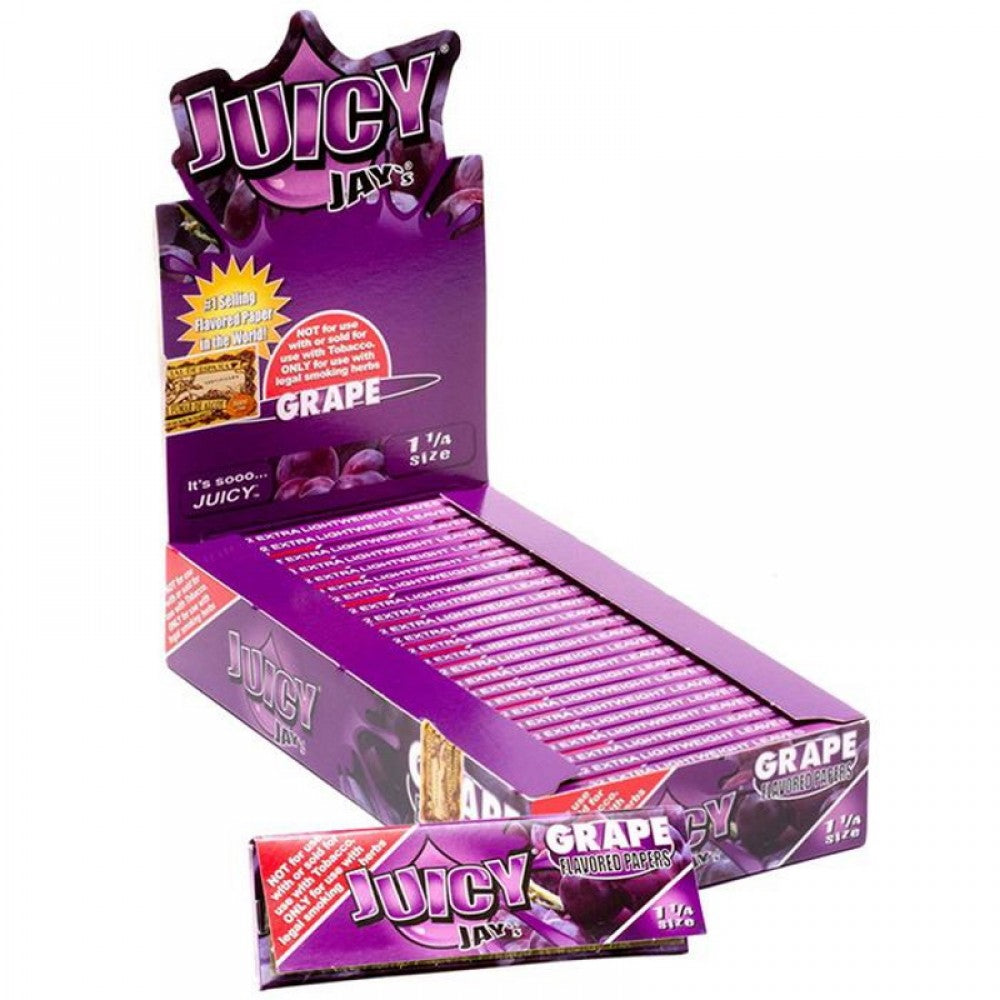 Juicy Jay’s flavored rolling papers 1 1/4 size, 24 per pack, premium printed rolling papers designed for smooth, even burning with enhanced flavor and aroma.