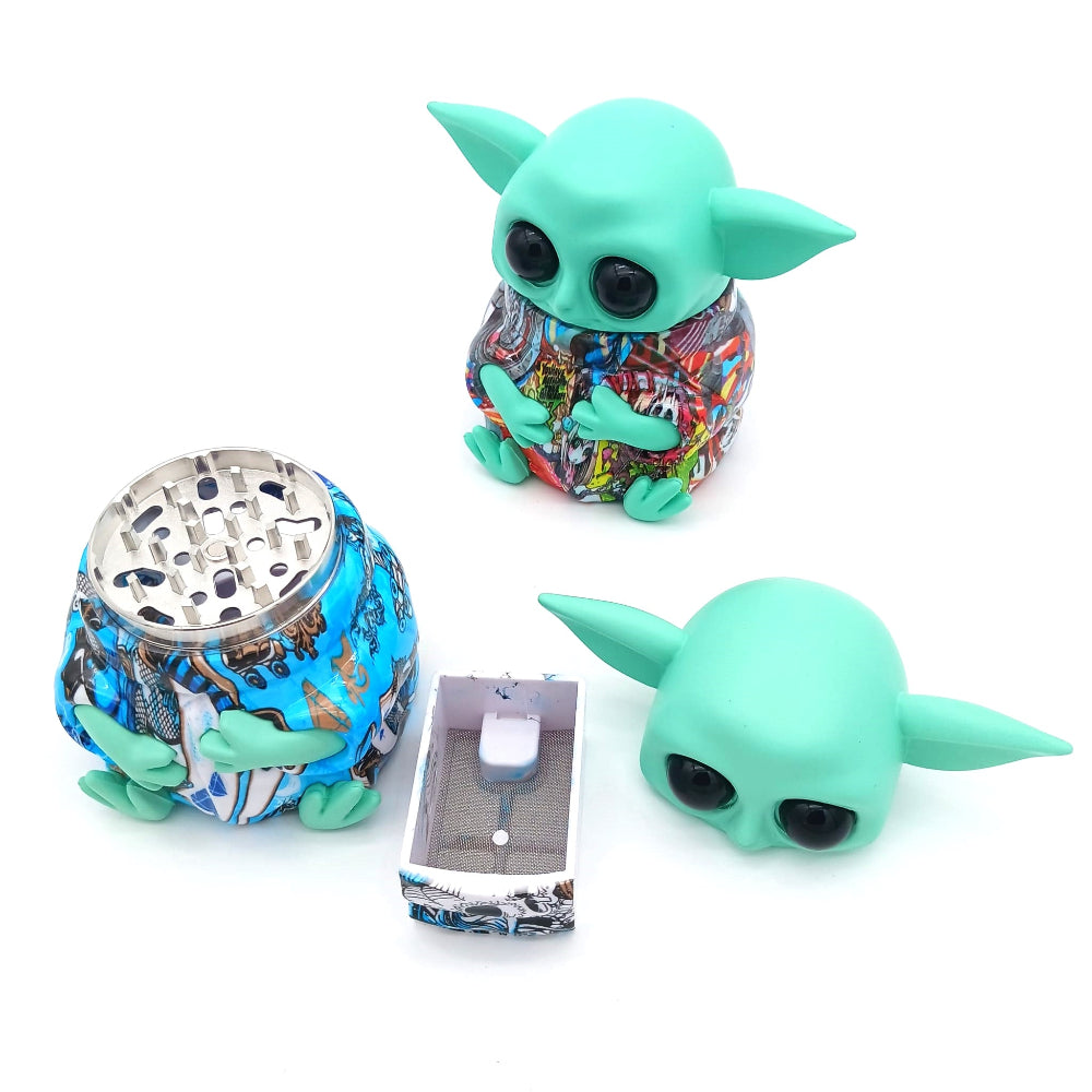 Large 3 part fancy metal herb grinder with sharp teeth, durable construction, and a spacious chamber for smooth grinding and easy herb collection.
