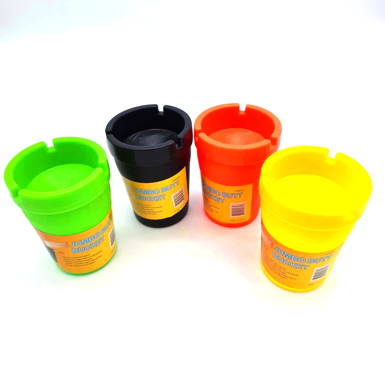 Jumbo butt bucket ashtray set of 12 packs with sturdy construction, odor control design, and portable everyday use.