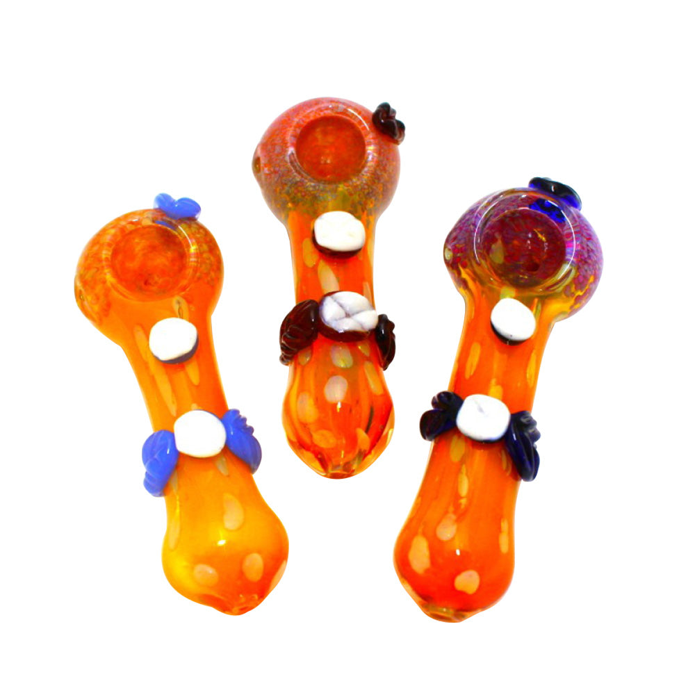 Leaf Design Heavy Duty Glass Hand Pipe with durable glass construction, detailed leaf-inspired artwork, and smooth airflow design