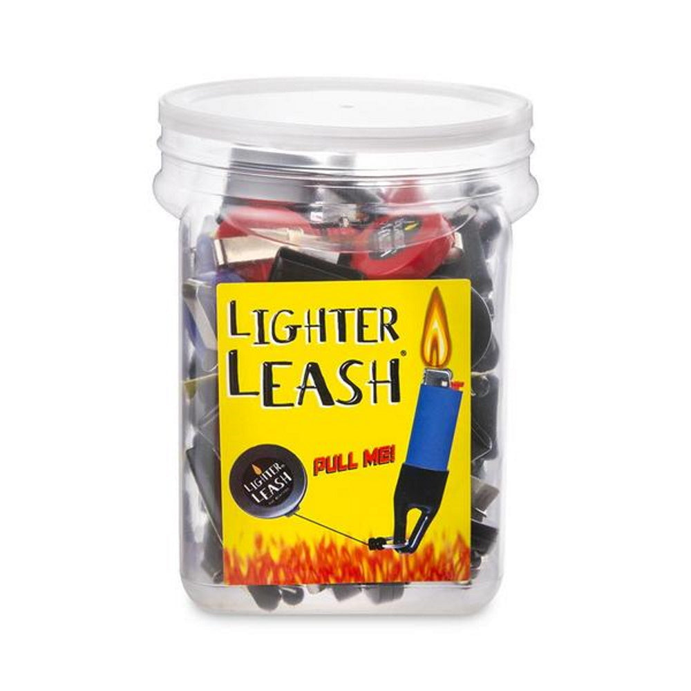 Lighter Leash 30 pcs per jar retractable holder with strong clip design for secure attachment, easy use, and convenient carrying of lighters.