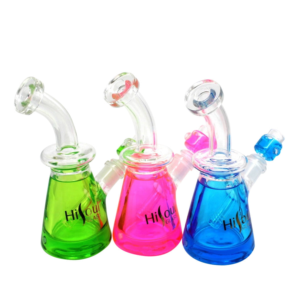 Liquid filled beaker base water pipe with 14mm liquid bowl durable borosilicate glass with decorative liquid chamber smooth water filtration system and stable base design.