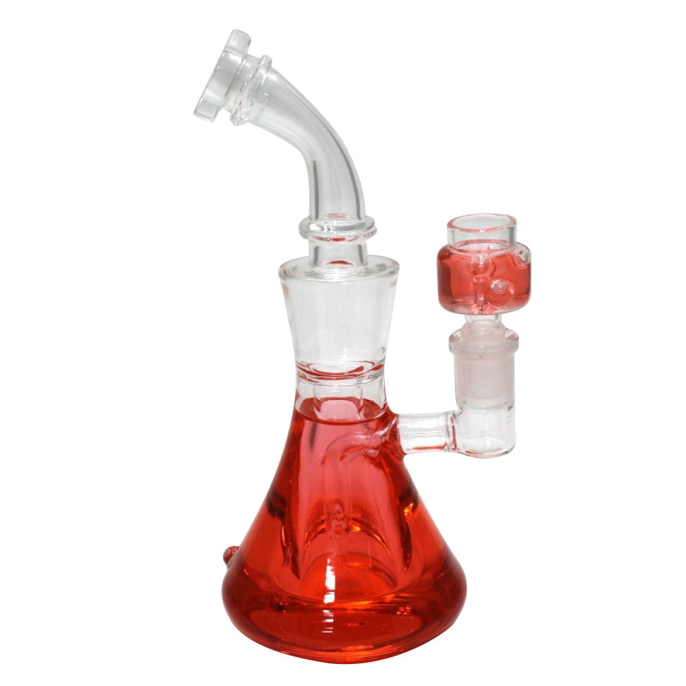 Liquid filled beaker water pipe glass bong featuring colorful liquid base design stable beaker shape and smooth water filtration for enhanced smoking experience