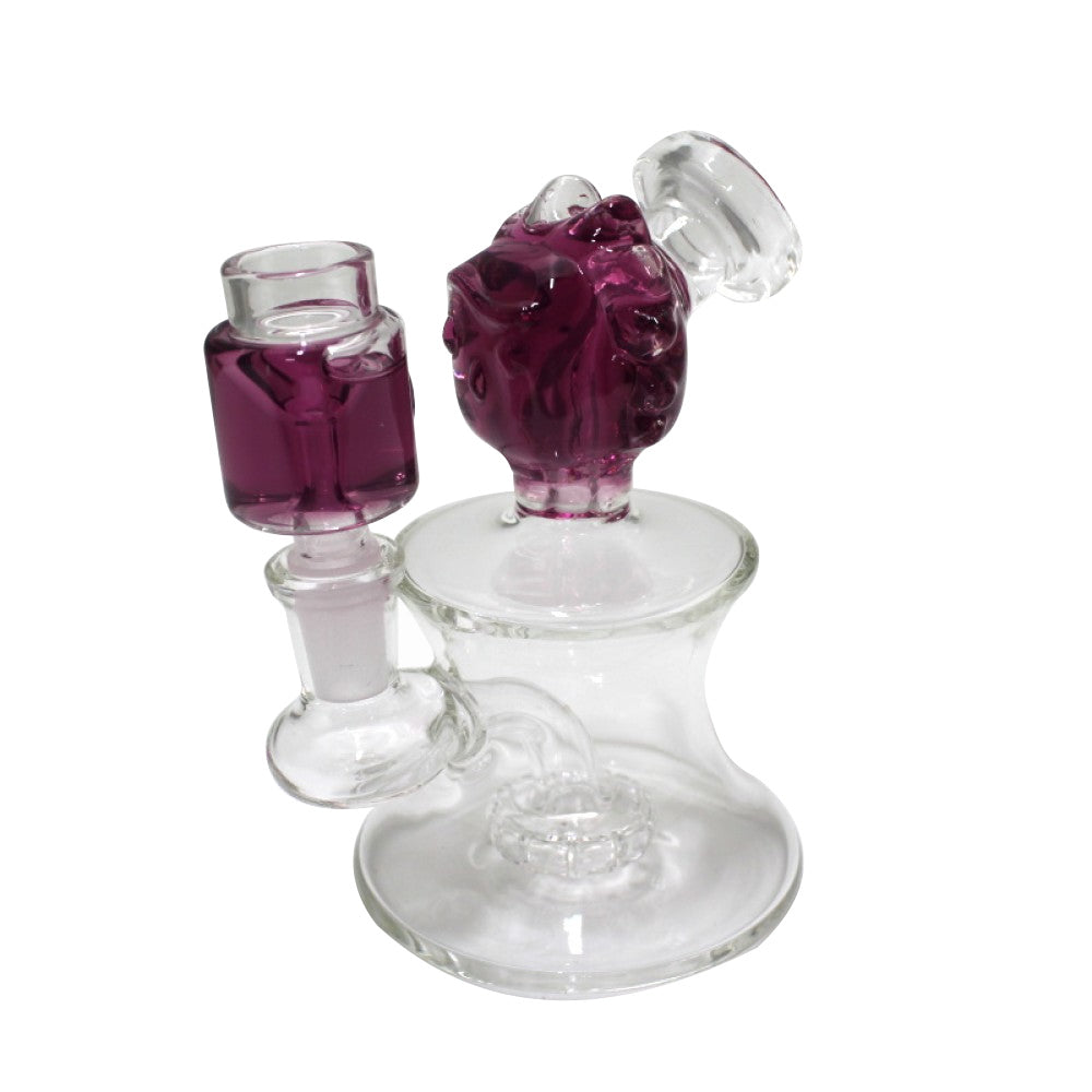 Liquid Filled Character Design Dab Rig Water Pipe with 14mm Male Glass on Glass Bowl Decorative Glass Rig with Liquid Core Chamber for Smooth Vapor Filtration and Clean Hits