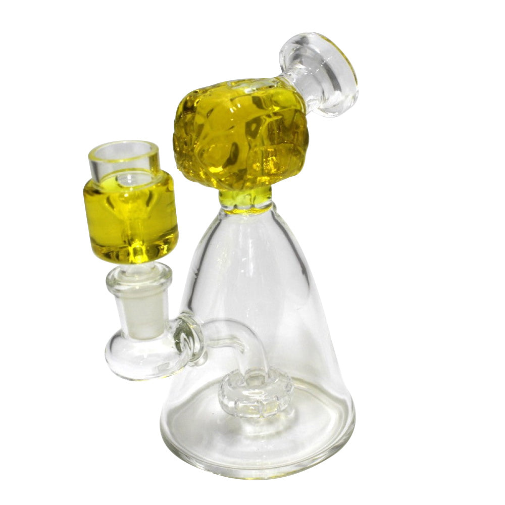 Liquid Filled Character Design Dab Rig Water Pipe with 14mm Male Glass on Glass Bowl Unique Decorative Glass Rig with Liquid Core and Smooth Vapor Functionality
