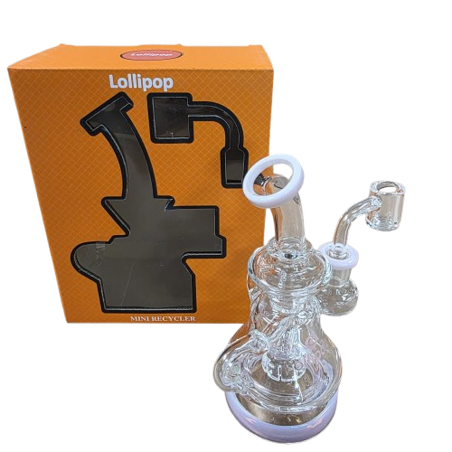 Lollipop Mini Recycler Rig With Banger set durable mini recycler dab rig with banger attachment, designed for efficient filtration and clean, cool concentrate sessions.