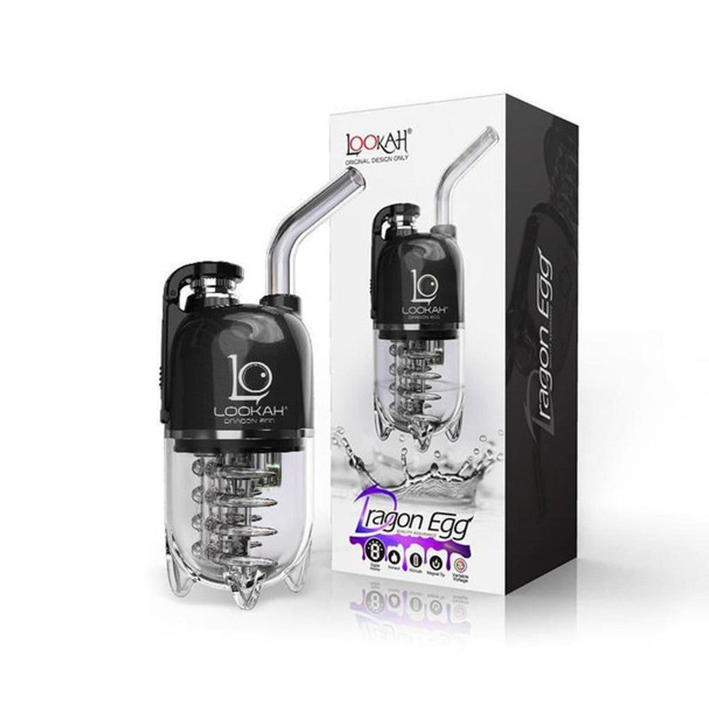 Lookah Dragon Egg Portable Electric Dab Rig featuring a unique egg-shaped design, rechargeable battery, water filtration system, and efficient concentrate vaporization performance.
