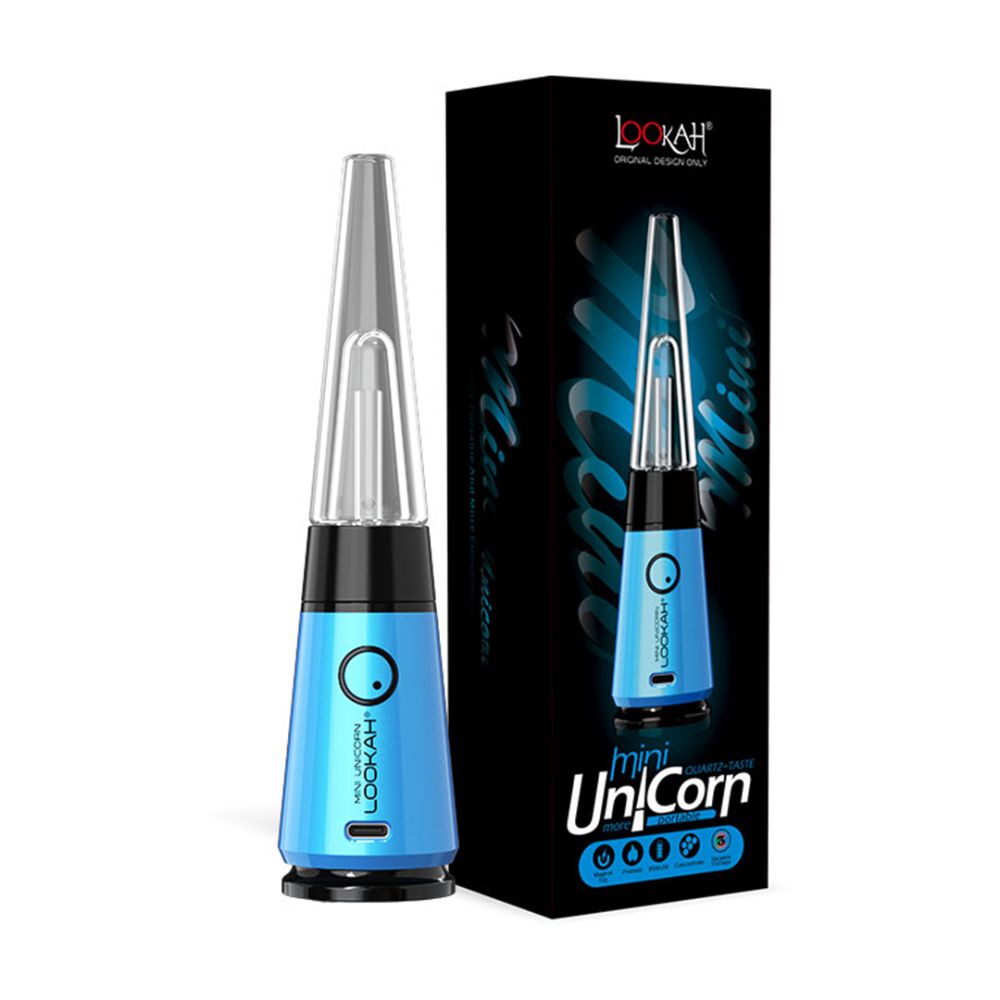 Lookah Unicorn Mini Electric Dab Rig featuring a compact rechargeable design, efficient heating technology, and portable concentrate vaporization performance.