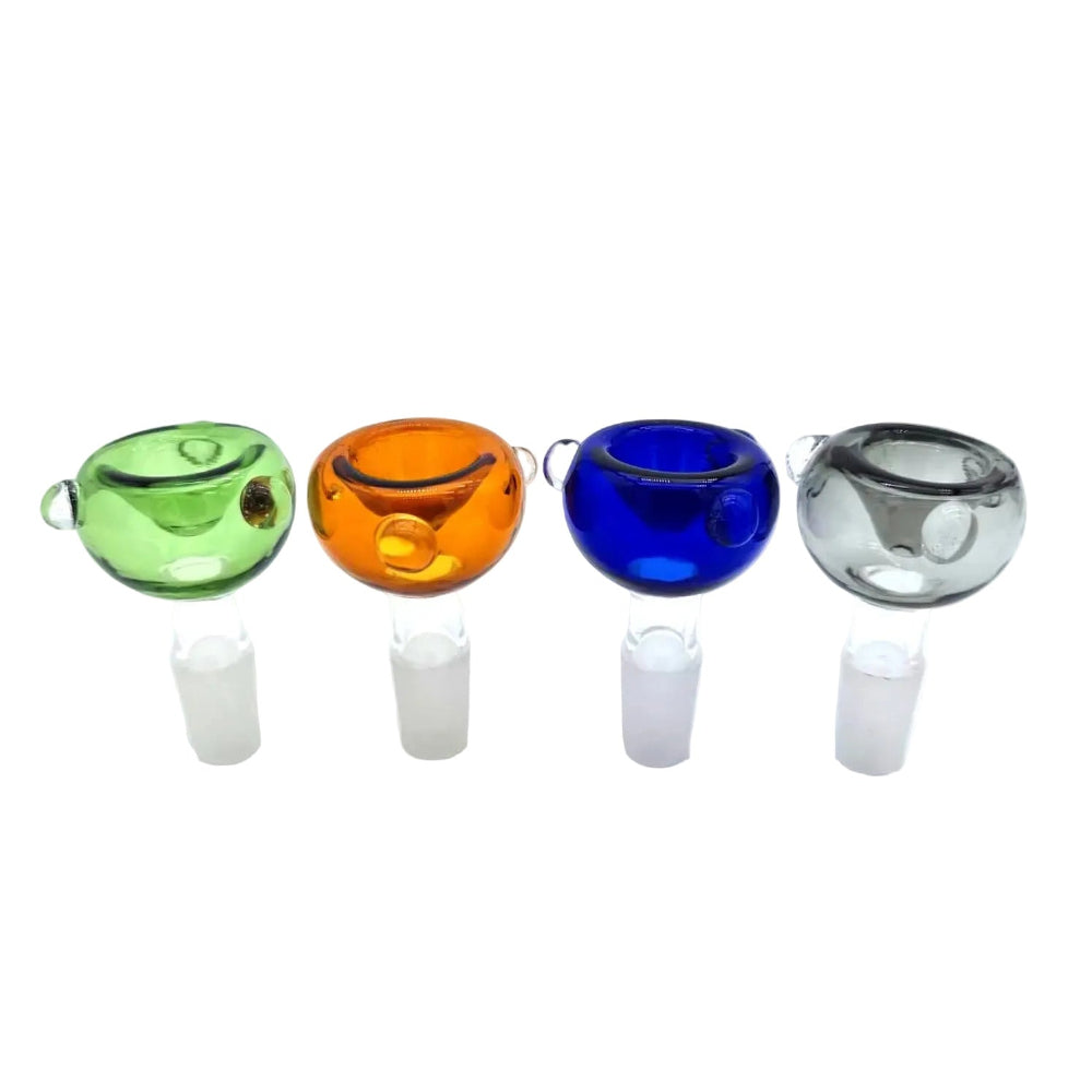 Male color glass bowl piece in assorted vibrant designs for water pipes and smoking accessories