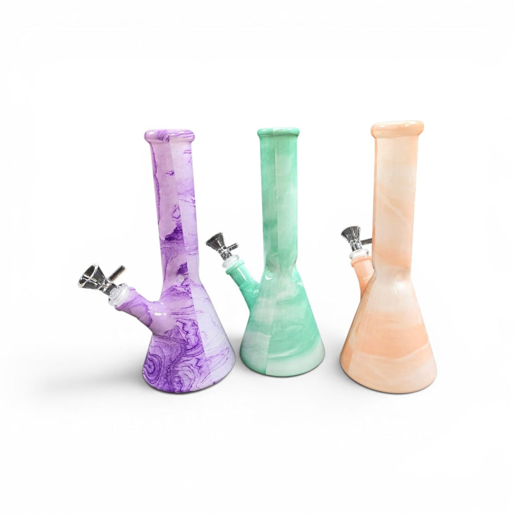 Marble Color Beaker Water Pipe featuring a durable glass beaker design with a unique marble finish for smooth and enjoyable smoking sessions.