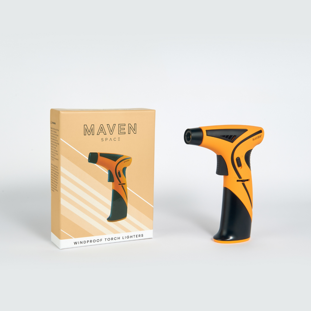 Maven Space refillable torch lighter with strong jet flame, ergonomic design, and dependable ignition for indoor and outdoor use.