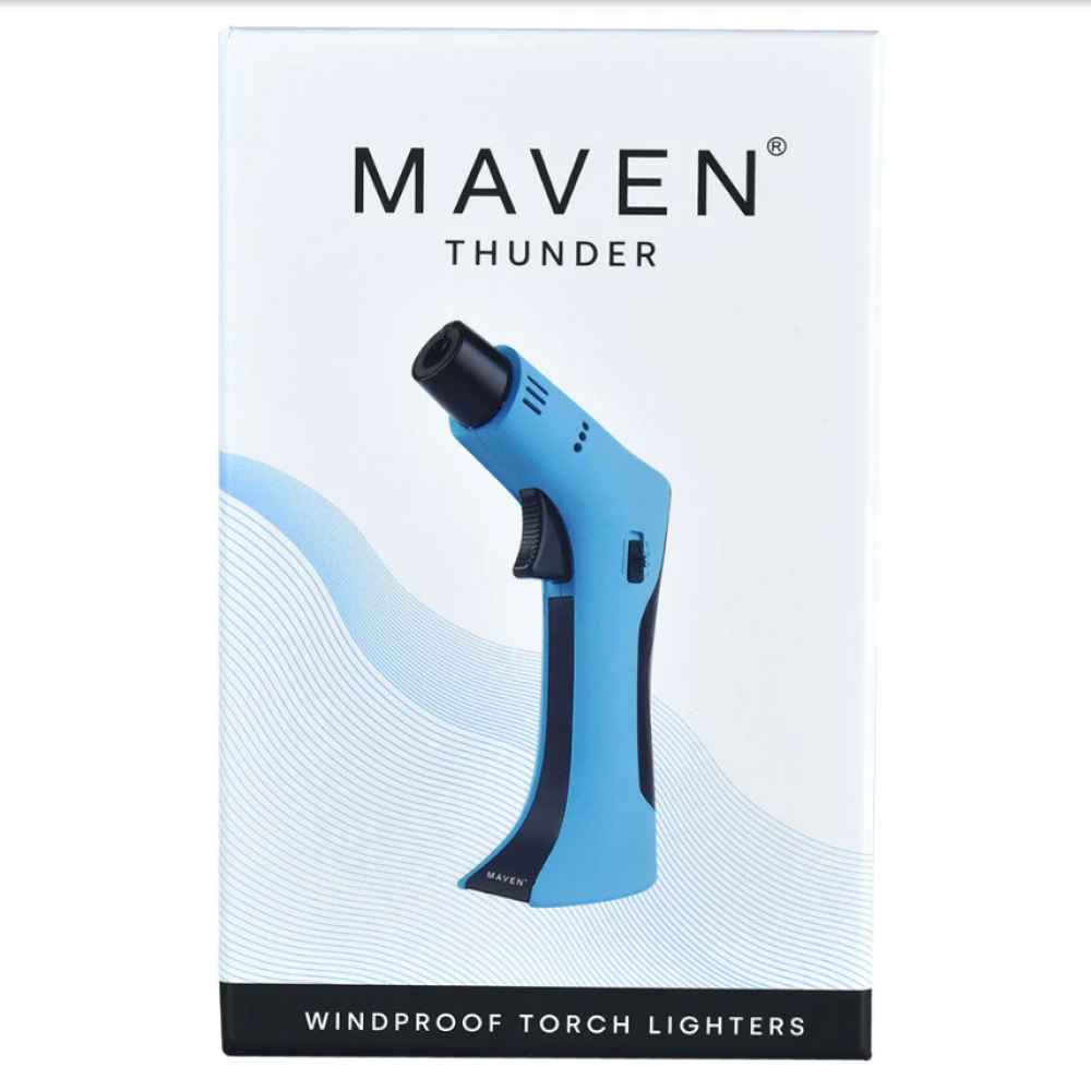 Maven Thunder high-performance torch lighter with windproof jet flame, sturdy construction, and easy ignition for reliable use in various conditions.